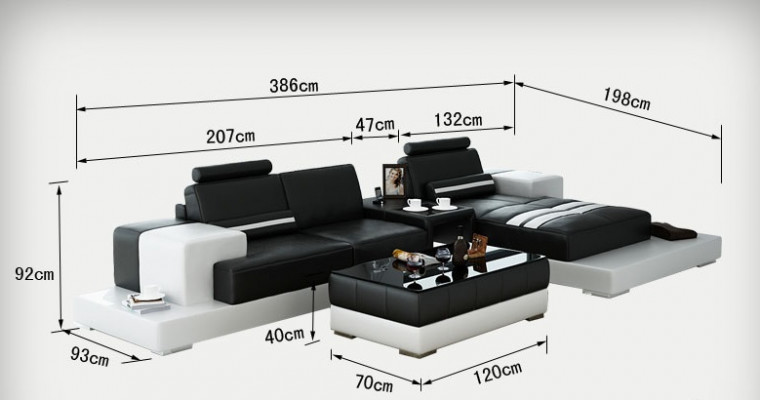 Leren bankstel met USB woonlandschap hoekbank hoekstel design bank bank L6004D