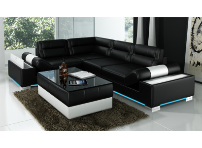 Ledersofa Bank USB woonlandschap hoekbank set bank ontwerp set L6001B