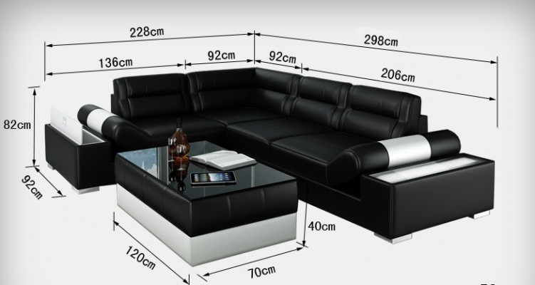 Ledersofa Bank USB woonlandschap hoekbank set bank ontwerp set L6001B