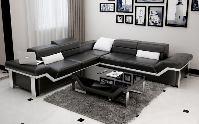 Leren sofa bank woonlandschap hoekbank stel modern ontwerpbank K5007B
