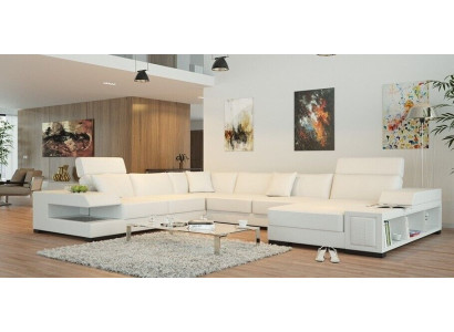 Sneeuwwit design hoekbank in U-vorm voor een luxueuze woonomgeving.
