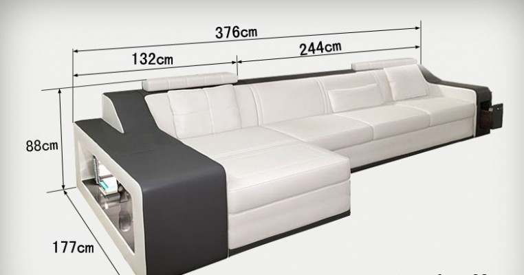 Leren bankstel met USB Woonlandschap Hoekbank Hoekstel Moderne bankstelontwerp B2017B
