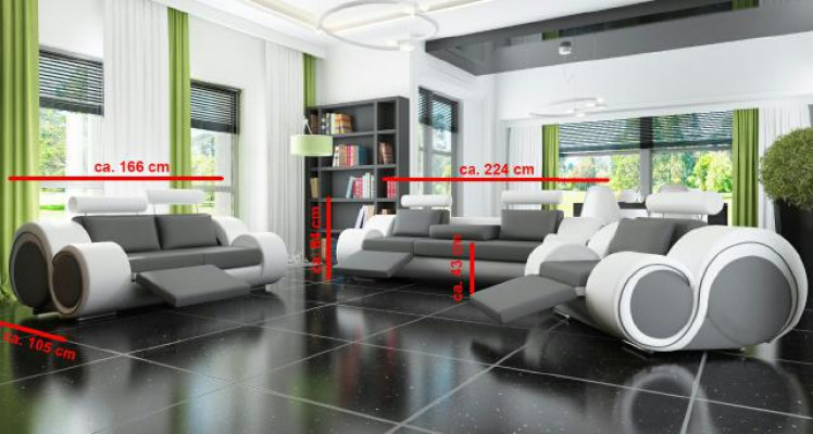 Bankstel met USB, bekledingsset 3+2 zitplaatsen Designerbank Leren bank op maat