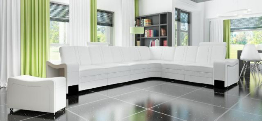 LEDEREN BANKSTEL XXL WOONLANDSCHAP Op maat gemaakt LEDEREN HOEKBANKSTEL met USB