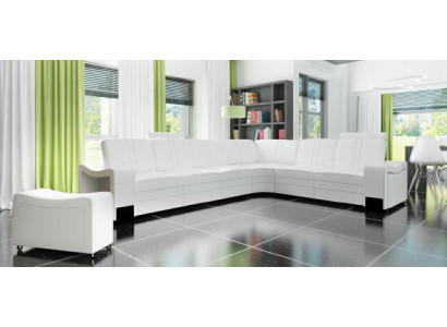 LEDEREN BANKSTEL XXL WOONLANDSCHAP Op maat gemaakt LEDEREN HOEKBANKSTEL met USB