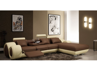 Gepatenteerd ontwerp hoekbank met USB, leer bekleden hoek BERLIJN woonlandschap