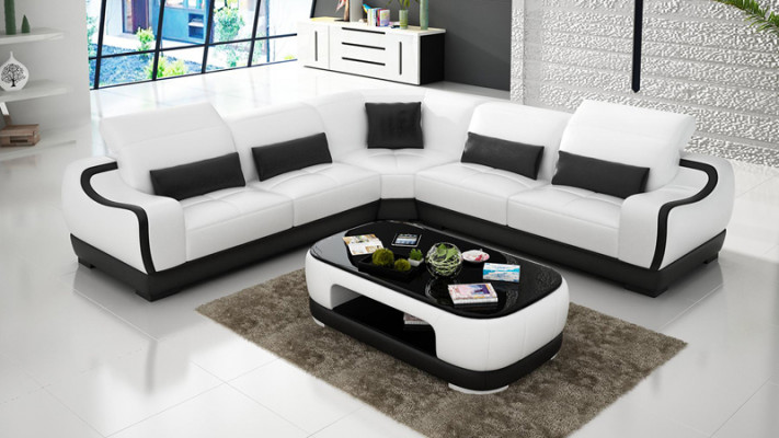 Leren bank Bank Woonlandschap Hoekbank Hoek set Ontwerp Modern Sofa G8025B