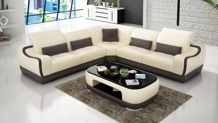 Leren bank Bank Woonlandschap Hoekbank Hoek set Ontwerp Modern Sofa G8025B