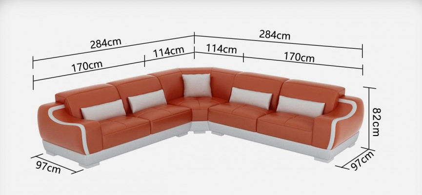 Leren bank Bank Woonlandschap Hoekbank Hoek set Ontwerp Modern Sofa G8025B