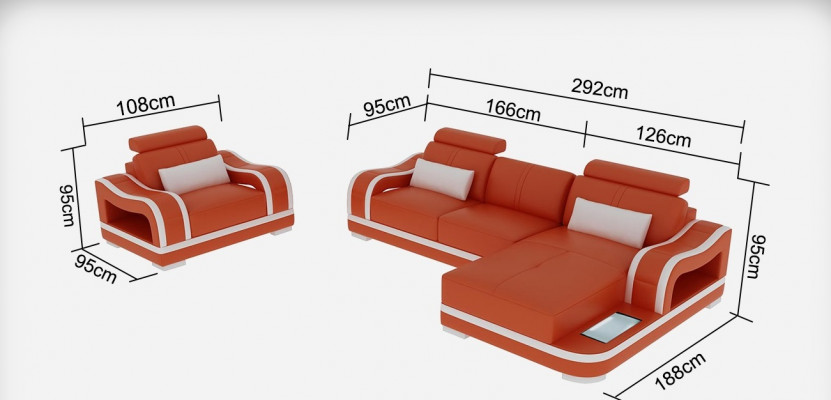 Leren bank Bank woonlandschap hoekbank + fauteuil hoekcombinatie Modern G8030E