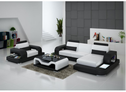 Leren bank bank woongroep hoek fauteuil set design modern bankstel