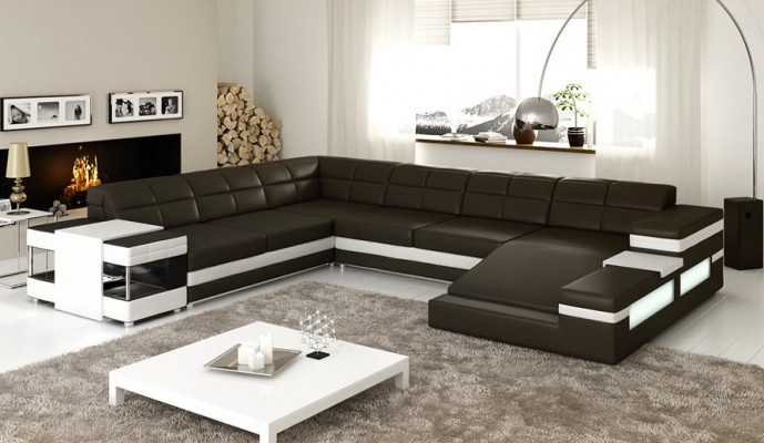 Designersofa bank USB woonkamer hoekbank woonlandschap gestoffeerde bank LED
