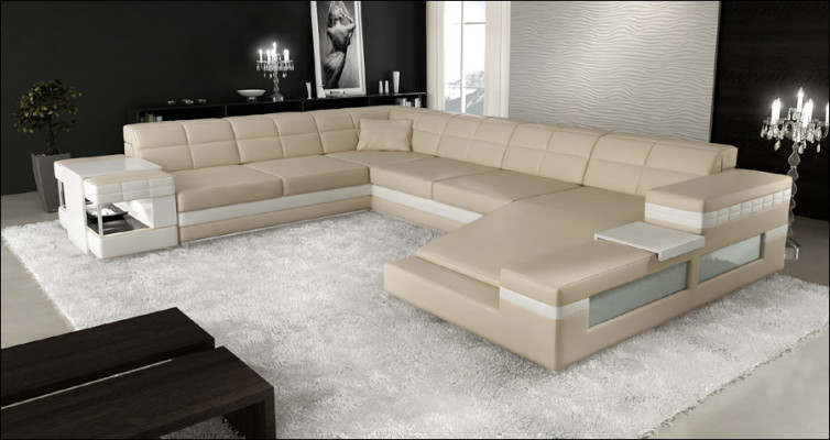 Designersofa bank USB woonkamer hoekbank woonlandschap gestoffeerde bank LED