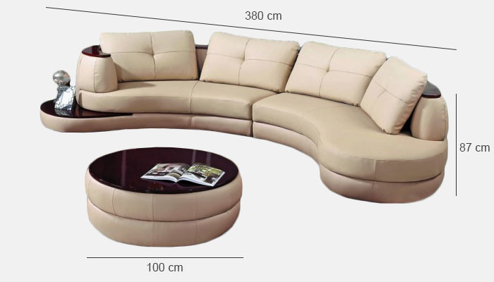 Designer Ronde USB hoekbank woonlandschap Ronde bank leren bankbank U-vorm