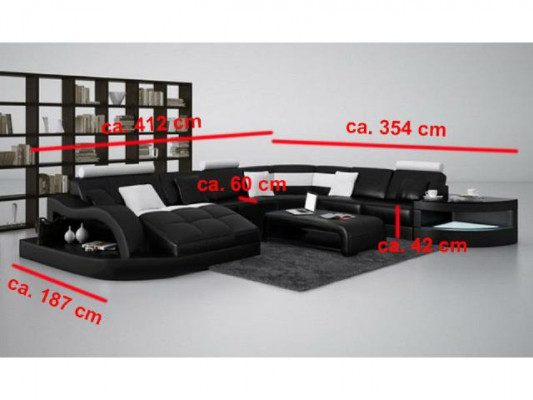 Multifunctioneel XXL grote lederen bank sofa met USB, hoek woonlandschap hoekbank bekleding