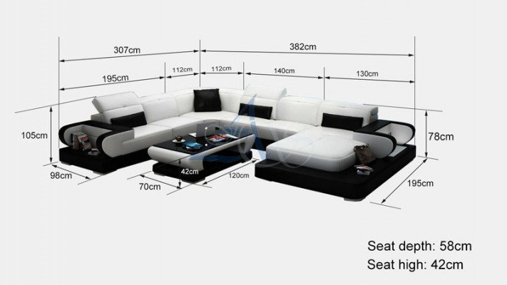 Sofa Hoekbank Bank Functiesofa + USB U Vorm Kunstleer Beige Slaapfunctie