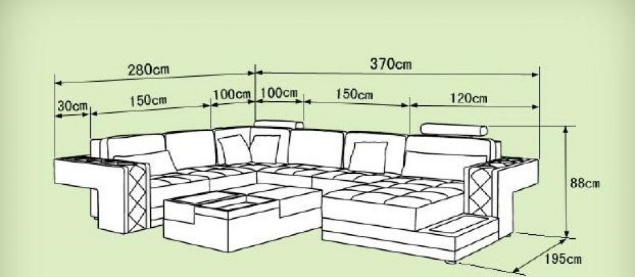 Ontwerp leren hoekbank hoekbank bankstel bank USB + LED woonlandschap