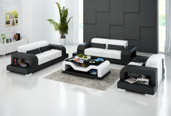 Leren bank bankstel woonlandschap 3+2+1 zits garnituur Ontwerp Modern Bank met USB