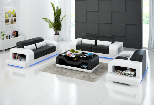 Leren bank bankstel woonlandschap 3+2+1 zits garnituur Ontwerp Modern Bank met USB