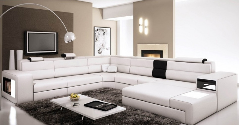 Ontwerp Bank Bank Hoekbank Bekleding Hoek Stoelen Set Woonlandschap Leer USB+LED