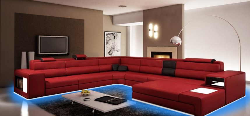 Modern Elegant U-vormige leren hoekbank voor stijlvolle woonkamers bank