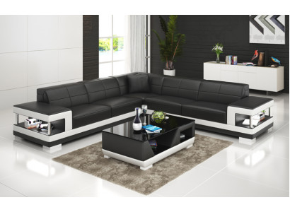 Lederen bank met USB woonlandschap hoekbank hoekstel ontwerp moderne bank G8017B