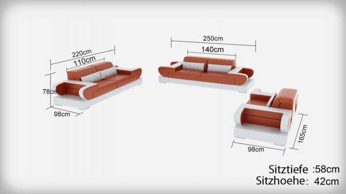 Leren bankstel Bank woonlandschap 3+2+1 zitsbank stel Ontwerp Moderne Bank G8002D