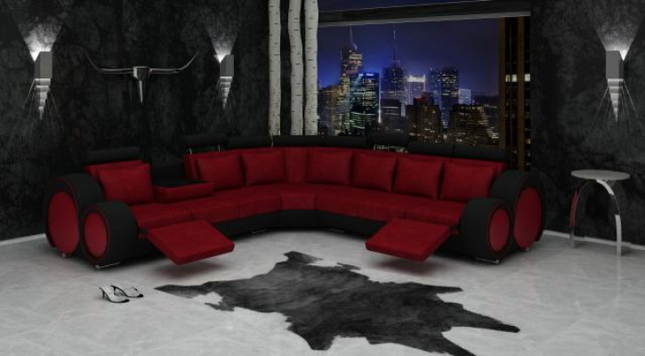 TEXTIL BANK ONTWERPSOFA BANK HOEKSOFA WOONLANDSCHAP HOEK NIEUW GARNITUUR LEDER !!!
