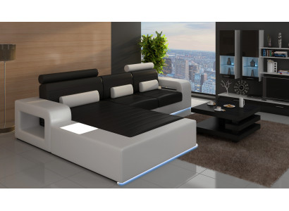 LEDER HOEKBANKSTEL met USB, LEDEREN BANK OP MAAT SOFA GARNITUUR HOEKSOFA