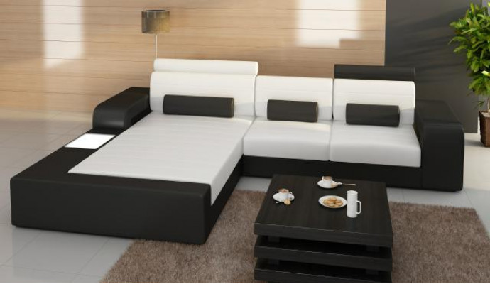 LEDER HOEKBANKSTEL met USB, LEDEREN BANK OP MAAT SOFA GARNITUUR HOEKSOFA