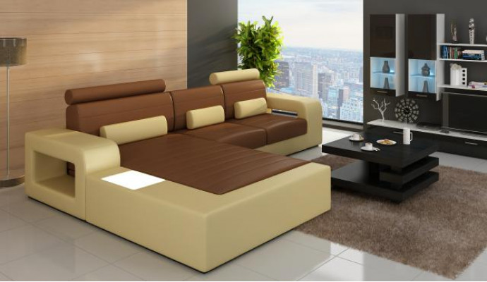 LEDER SOFA SET HOEKE BANK met USB HOEK BANKSTEL LEDEREN BANK Op maat gemaakt