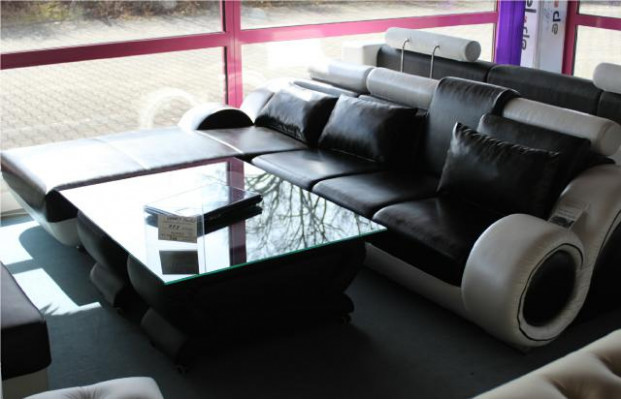 Elegante Designer hoekbank Berlin II leren bank +USB, bank op maat.