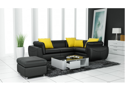 Leren bankstel met USB woonlandschap hoekbank hoekcombinatie design modern bankstel F3014C.