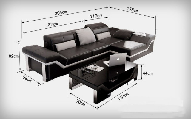Ledersofa Bank met USB, woonlandschap hoekbank stel Modern design bank K5007F