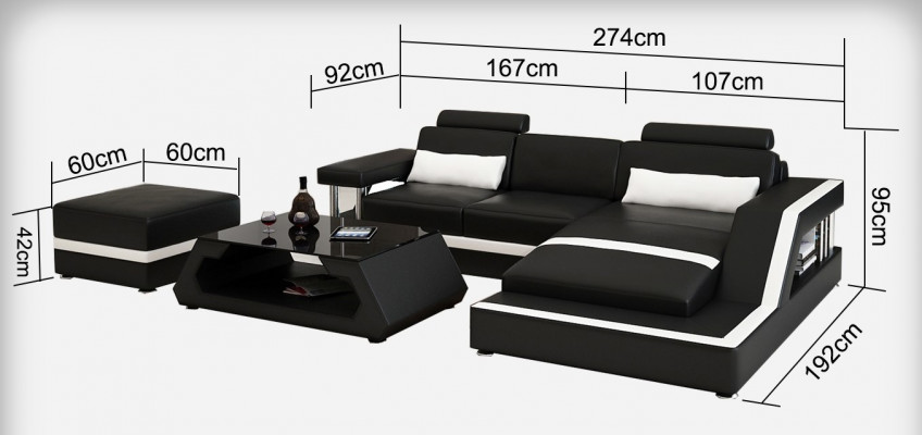 Leren bank met USB woongebied hoekbank hoek garnituur ontwerp Modern Sofa L6002E.
