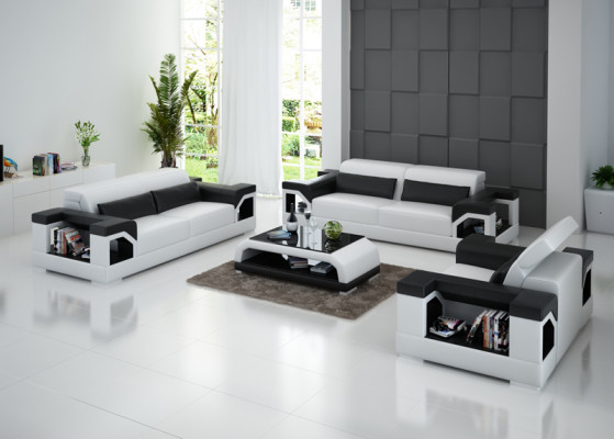 Lederen bank Bank Bankstel Set 3+2+1 zits Set Design Modern Bankstel met USB.