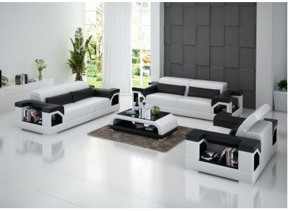 Lederen bank Bank Bankstel Set 3+2+1 zits Set Design Modern Bankstel met USB.