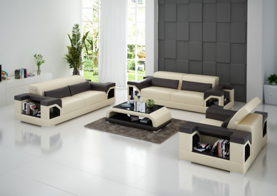 Lederen bank Bank Bankstel Set 3+2+1 zits Set Design Modern Bankstel met USB.