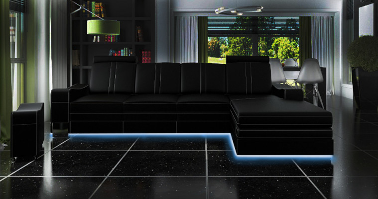 LEDEREN BANKSTEL, LEDEREN BANK, LEEREN HOEKBANK, WOONLANDSCHAP met USB, NIEUW SET BANKSTEL XXL