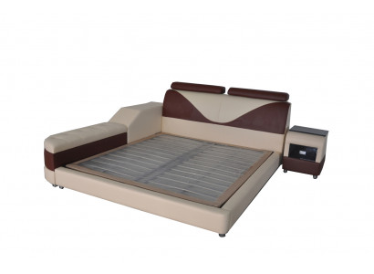 Luxe lederen designbedden met USB-modern verlicht huwelijksbed ontwerper