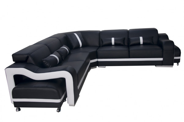 Leren bankstel woonkamerset modern design hoekbank L-vorm +USB nieuw