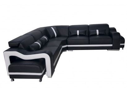 Leren bankstel woonkamerset modern design hoekbank L-vorm +USB nieuw