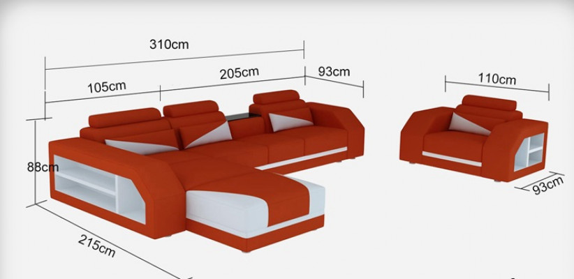 Leder hoekbank met USB-set Bankstellen Banken Bekleding Woonlandschap Fauteuil Hoek