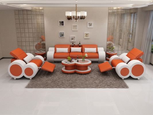 Leren bankstel Bankstel Nieuw 3+1+1 zits bankstel Modern design Sofa