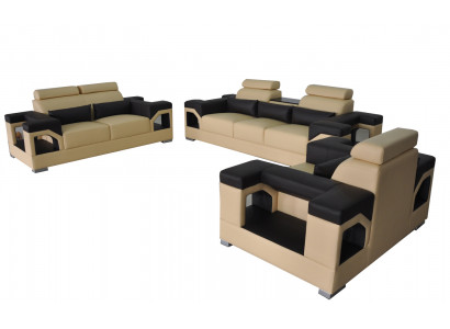 3+2+1 Set Leren Bank Bank Bekleding Bankstellen Banken Woonkamer