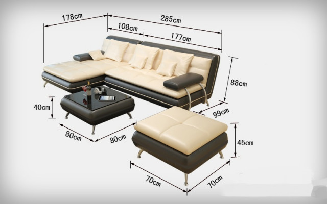 Leren bankstel met USB woonlandschap hoekbank hoekmeubelen ontwerp modern bankstel F3015.