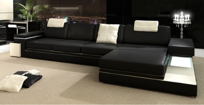 Leren bank met USB woonlandschap XXL hoekbank Bigsofa design bank designersbank