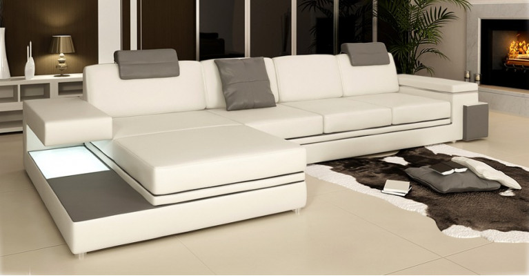 Leren bank met USB woonlandschap XXL hoekbank Bigsofa design bank designersbank
