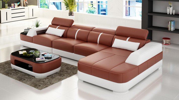 Leren bank gestoffeerde zits hoekbank set woonlandschap woonkamer bank met USB