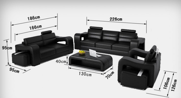 Leren bank Bank woonlandschap 3+2+1 zits bankstel Ontwerp Modern Bank USB Nieuw
